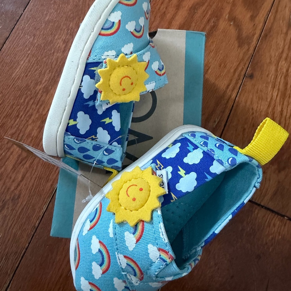 New TOMS Toddler Girl’s Blue Glow in the Dark Tiny Alpargata US Size 4C - Picture 5 of 9